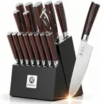 imarku 18-Piece Japanese Santoku Stainless Steel Knife Set with Block