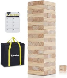 Aivalas Giant Timber Blocks Games, 56 Blocks Large Tower Outdoor/Indoor Games - Includes Carry Bag and Scoreboard, Wood Stacking Yard Games Grows from 2FT to Over 4.2FT for Kids Adults Family