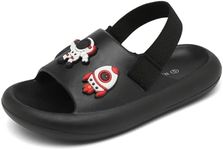 INMINPIN Toddler Boys Girls Slides Sandals Comfort Beach Pool Shower Slippers with Elastic Back Strap, Charms Space, 4 Toddler