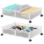 2 Pack Under Bed Storage with Wheels, Under Bed Shoe Storage Organizer Drawer, Foldable Bedroom Under Bed Rolling Storage for Bedroom Clothes Shoes Blankets