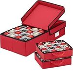 Premium Christmas Bauble Storage Box With Dividers - 64 Compartment Xmas Ornament Storage Box - Designed for Delicate Christmas Decorations & Baubles - Tear Proof 600D Oxford Fabric - 5 Year Warranty