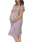 Kindred Bravely Universal Labor and Delivery Gown | 3 in 1 Labor, Delivery, Nursing Gown for Hospital (Lilac Bloom, S-M-L)