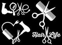 Hair Stylist Decal 4 Pack: Love, He