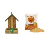 Nature Forever Hut Wooden Feeder and magic millet bird food, 900g