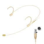 KIMAFUN Beige Headset Microphone, Pro Over-Ear Condenser Headworn Mic Compatible with Shure Wireless Bodypack Transmitters, Ideal for Stage Performances, Hosting, Teaching, and Public Speaking