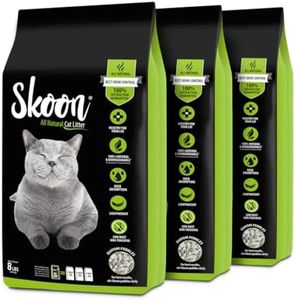 (3 Bags) Skoon All-Natural Cat Litter – Light-Weight, Non-clumping, Low Maintenance, eco-Friendly - absorbs, Locks and Seals Liquids for Best Odor Control.