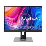 ASUS ProArt Display PA248QV 24.1” WUXGA (1920 x 1200) 16:10 Monitor, 100% sRGB/Rec.709 ΔE < 2, IPS, DisplayPort HDMI D-Sub, Calman Verified, Eye Care, Anti-glare, Tilt Pivot Swivel Height Adjustable , BLACK