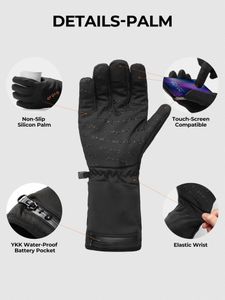 ORORO Heated Glove Liners, Black, Medium – Rechargeable Thermal Gloves