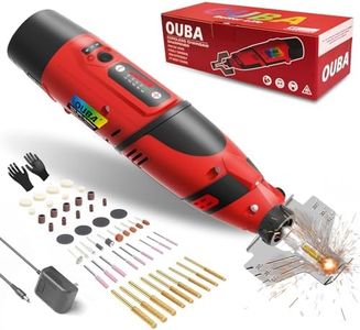 OUBA Cordless Chainsaw Sharpener with 12v Battery, Electric Chainsaw Sharpener Tool with 54 PCS Sharpener Accessories, High Speed Chainsaw Chain Sharpener Kit with Titanium Plated Diamond Bits