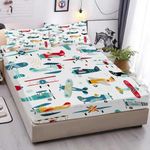 Yasida Cartoon Airplane Bed Sheets Set Full Size for Kids Teens Colorful Cartoon Propeller Plane Bed Fitted Sheets Boys Girls Teens Bedroom Decor,Full Size(3pc)