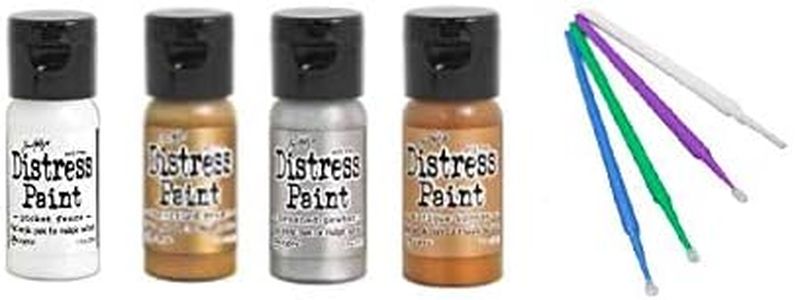 PTP Flash Deals Ranger Tim Holtz Distress Flip-Cap Paint Bundle Sticks (Picket Fence, Tarnished Brass, Brushed Pewter and Antiqued Bronze)