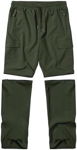 Boys Hiking Cargo Pants Kids Convertible Lightweight Quick Dry Girls Outdoor Waterproof Zip Off School Trousers Army Green XS