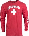 Lifeguard | Red or White Unisex Uniform Costume Long Sleeve T-Shirt Men Women, Red, X-Large