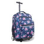 J World New York Sundance Rolling Backpack Girl Boy Roller Bookbag, Navy Rose, 20 X 13 X 9 (H X W X D), Sundance Rolling Backpack Girl Boy Roller Bookbag