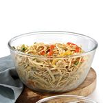 CELLO Ornella Toughened Glass Mixing Bowl Without Lid | Microwave Safe & Dishwasher Safe | Clear & Non- Porous Glass | Scratch Resistant | Transparent | 1500ml, Set of 1