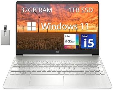 HP 15.6" FHD Laptop Computer, Intel i5-1135G7, 32GB DDR4 RAM, 1TB PCIe SSD, Intel Iris Xe Graphics, HD Webcam, Stereo Speakers, Windows 11, Silver, 32GB USB Card