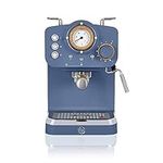 Swan SK22110BLUN Nordic Espresso Coffee Machine with Milk Frother, Steam Pressure Control, 1.2L Detachable Water Tank, 1100W, Nordic Blue