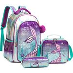 Backpack for Girls 16" Backpacks for Girls for School Sequin Backpack with Lunch Box for Elementary Students, Mermaid Bag Style a, Backpack,travel