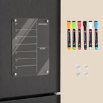 Acrylic Meal Planner Magnetic Fridge | Comes with 4 Scratch-Preventing Fridge Guards and 6 Magnetic Liquid Chalk Markers | Weekly Meal Planner | Clear Menu Board | Fridge Whiteboard | 9 x 12 Inches