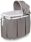 Badger Basket Wishes Rocking Baby Bassinet Heirloom Quality Bedside Sleeper with Bedding, Pad, and Storage Basket - Gray