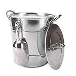 T586 4L Silver Metal Galvanized Double Walled Ice Bucket Set With Lid And Scoop