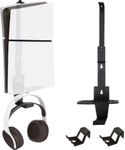 AEWOTING PS5 Wall Mount, Heavy-Duty Steel Mount Kit for Protection & Cooling with 2 Controller Holder and Headset Holder,Compatible with All PS5 Models Including Slim, Pro, Original(Black)