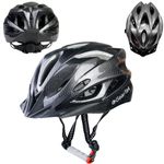 GearTek Bicycle Helmet With Sun Visor, Lightweight Adjustable Cycle Helmet Adult Size 58-62 cm, Safety Mountain Bike Helmet Men Womens Ladies Unisex, MTB BMX Skateboard Scooter Cycling (Black)