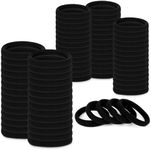 100 Pcs Soft Black Hair Ties Bulk – 1.9" Seamless Cotton Ponytail Holders, Small Black Elastic Hair Ties No Damage, Breathable & Gentle to Wear – Elasticity & Strength, Reliable & Strong Hold