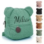 Personalized Toddler Backpack with Name, Customized Kids Back Pack for Boy & Girls, Custom Cute Small Bag Child Bookbag for School & Travel, Preschool Kindergarten Elementary Mini Backpack (Green)