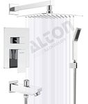 ALTON EDG14145, Brass Concealed Body High Flow Diverter Full Set With 12x12 Shower, Hand Shower and Bath Tub Spout (Chrome)