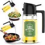 Oil Dispenser for Kitchen – Oil Sprayer for Cooking and Olive Oil Dispenser Spray Bottle, 2 in 1 Oil Dispenser and Oil Sprayer, Pourer & Oil Mister for Air Fryer, Barbecue, Salad 16oz/470ml (Black)