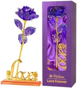 Childom Mothers Day Rose Gifts for Mom,Birthday Gifts for Women,Mothers Day Flowers Gifts for Mom from Daughter Son,Purple Artificial Flower Gift with Love Stand for Wife,Grandma,Daughter,Anniversary
