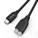 XANHAM Micro USB 3.0 to USB C Cable 3.3 Feet(1 Meter) Male to Male High-Speed for 5Gbps Data Transfer, Hard Drive, Labtop, Hub, and More, Black