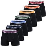 INNERSY Men Boxer Shorts Soft Cotton Briefs Open Pouch Trunks Underwear Black Pants 7 Pack (L, Colourful Black)