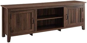 Walker Edison Ashbury Coastal Style Grooved Door TV Stand for TVs up to 80 Inches, 70 Inch, Dark Walnut