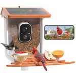 Bird Feeder with Camera, 1296P HD AI Identify Smart Bird Feeder Solar Powered, Auto Capture Bird Videos & Motion Detection, Bird Feeder Camera Wireless Outdoor Gift for Bird Lovers (Orange)