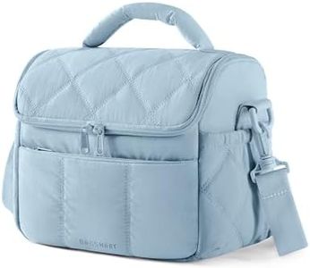 BAGSMART Insulated Lunch Bags for Women, Cute Quilted Lunch Box, Lightweight Puffy Padded Waterproof Lunch Tote, Reusable Lunch Cooler for Work Picnic Travel, Dusk Blue