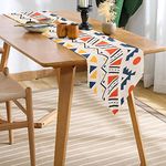 URBAN SPACE 100% Cotton Dining Table Runner, Printed Anti Skid Runner for Dining / Center Table, Suitable for 4 Seater & 6 Seater 13" x 76" - Ikat