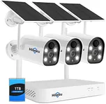 Hiseeu 10CH 4K NVR Wireless Security Camera System Outdoor Indoor, AI Human Detection, 2-Way Audio, 4MP Solar Powered Cameras with Color Night Vision, IP66 Waterproof, 1TB Hard Drive preinstalled