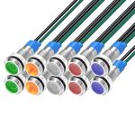 Gebildet 10pcs 6mm 3V-4.5V-5V-6V-7.5V-9VDC Energy Saving LED Metal Indicator Light Waterproof Signal Lamp with Wire(Red/Orange/Blue/Green/White)
