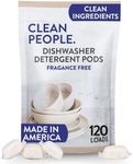 The Clean People All Natural Dishwasher Detergent Pods - Cuts Grease & Rinses Sparkling Clean - Residue-Free - Fragrance Free Dishwashing Pods, 120 Pack