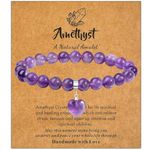 XIANNVXI Amethyst Bracelet Mum Bracelet Purple Bracelet Love Bracelets for Women 8mm Amethyst Crystal Bracelet Jewellery,Presents for Mum