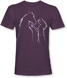 Girls' Horses T-Shirt: Horses Crazy - Birthday Shirt Horse - Children - Gift Idea - Riding Pony - Horse Girl - Pink - Cute - Pony T-Shirt - Children's Birthday - Horse Sports, Heather-Purple, 152 cm