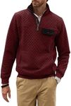 JMIERR Mens Quilted Sweatshirt Vintage Long Sleeve Outdoor Stand Collar 1/4 Zipper Pullover Sweatshirts Fall Fashion Clothing with Pocket, 2XL, Burgundy