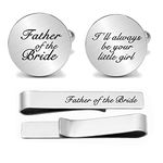 JUPPE Father of The Bride Cuff Links Tie Bar Set Personalized Wedding Cufflinks Gift for Dad Groom Father Husband, Medium 0.74 inches, Stainless Steel, stainless steel