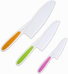 Kids Knife Set, 3 Pcs Nylon Toddle Cooking Knifes Serrated Edges Kids Safe Lettcue Knifes for Fruits Salad Bread