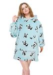 Daisy Dreamer Hooded Blanket Top Lounge Fleece Sherpa Sweatshirt Hoodie Warm Soft Cozy One Size Fits All Men Women Girls Boys (Panda, One Size)