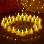 Amazon Basics 24 Pcs Decorative Crystal LED Tealight for Gifting, Office & Home Décor (Yellow)