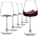 Red Wine Glasses Set of 6, 19.5 oz Durable Wine Glasses, Large Long Stem Wine Glasses with Unique Concave Bowl Base for Wine Tasting, Holiday and Home - Clear Glass