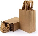 100Pcs Gift Bags, Paper Bags, Party Bags, Shopping Bags, Kraft Bags, Retail Bags, Merchandise Bags, Brown Paper Bags with Handles Bulk (Brown, 5.25" x 3.15" x 8")